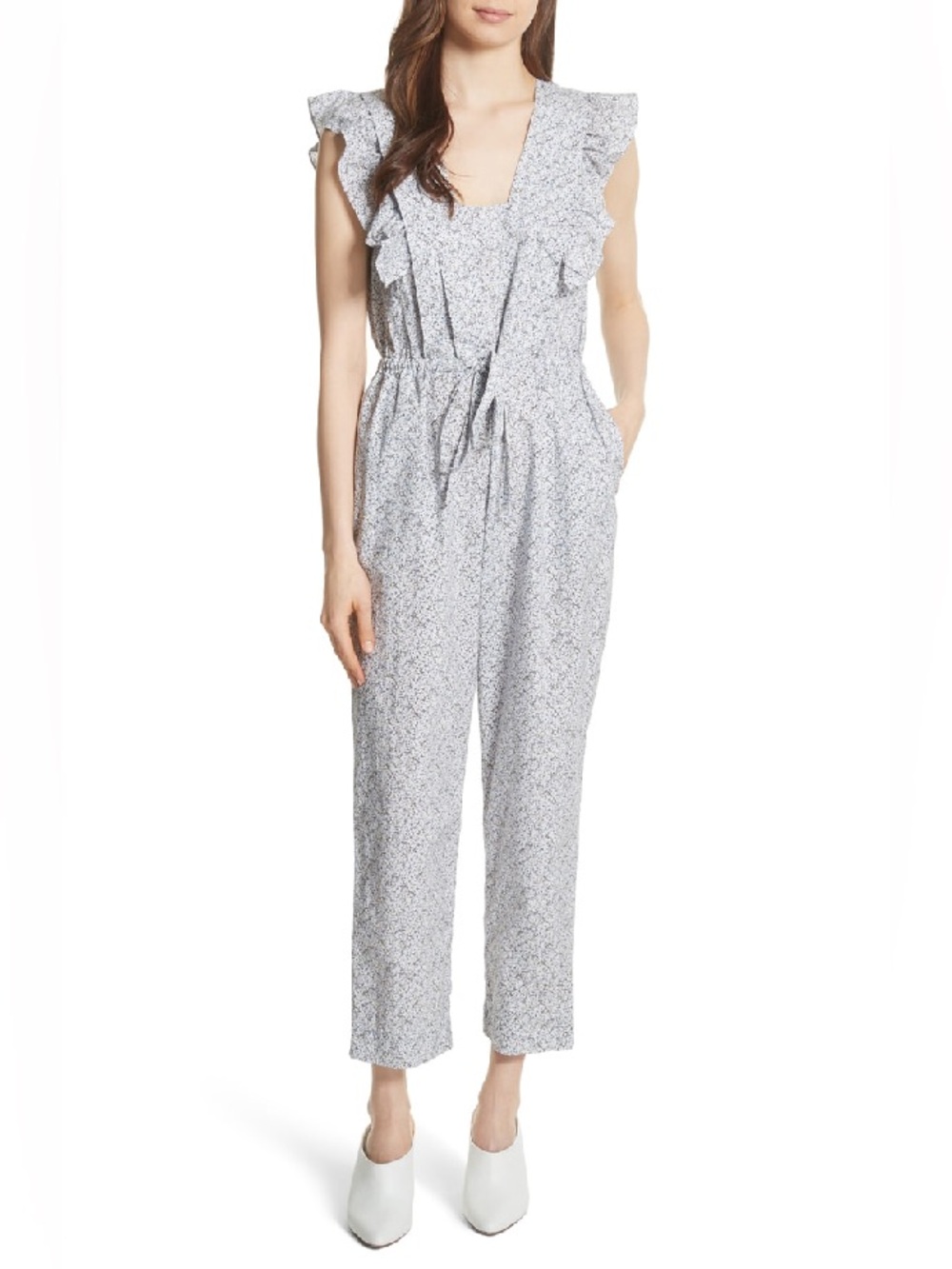 La Vie Rebecca Taylor Blue Meadow Floral Jumpsuit